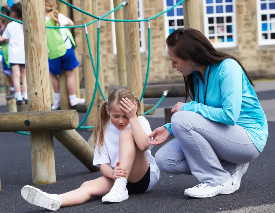 little girl hurt on play ground